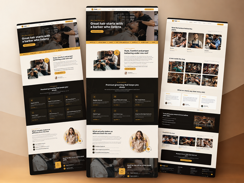 FadeCraft Barbershop Website — website preview